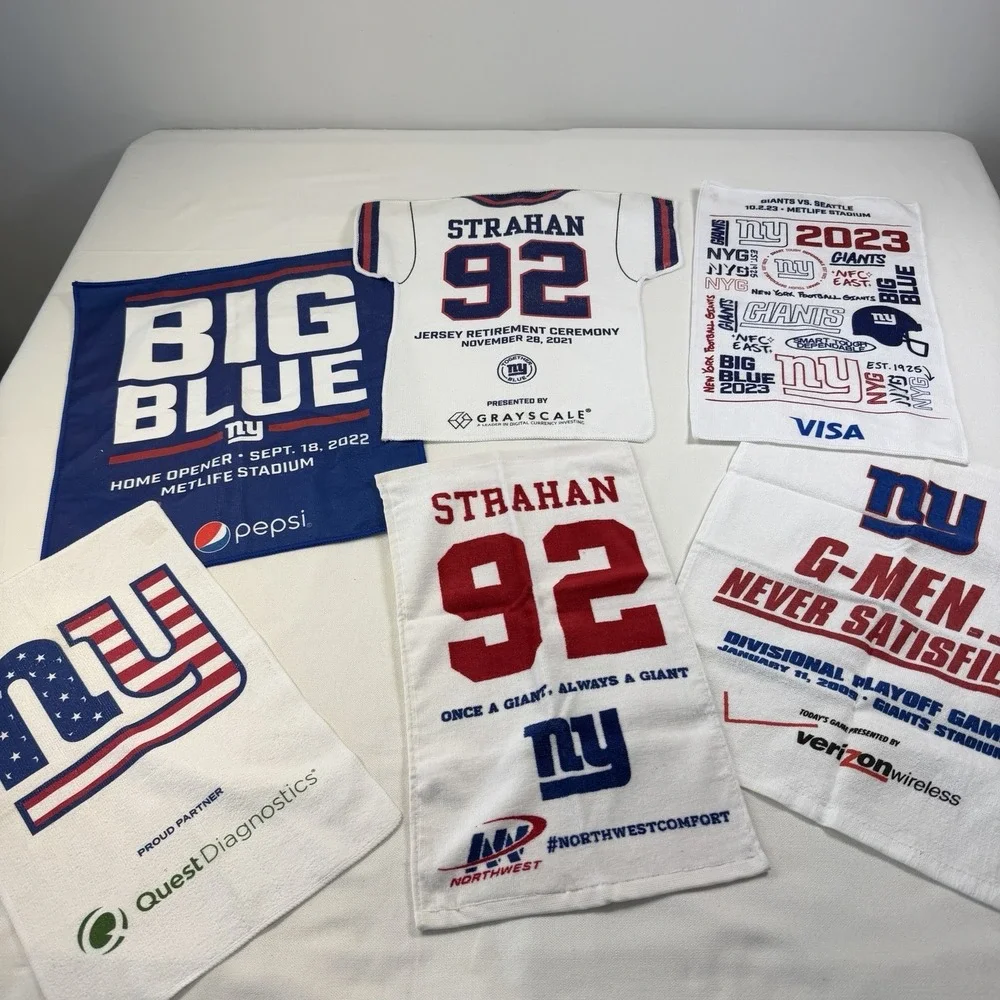 New York Giants Rally Towel Ceremony Wash Lot of 6 Game Strahan Stadium Retired